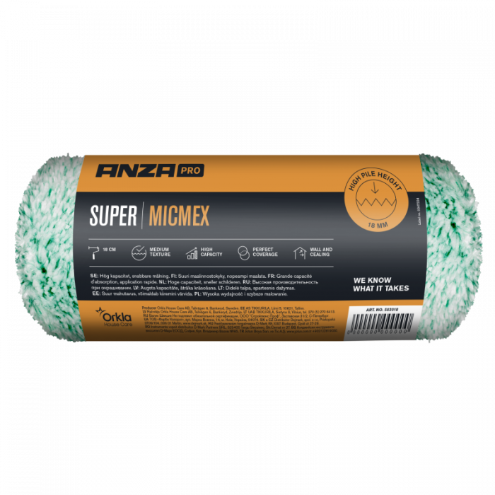 Anza Micmex Verfroller – Microvezel Sáusroller voor Muren & Plafonds